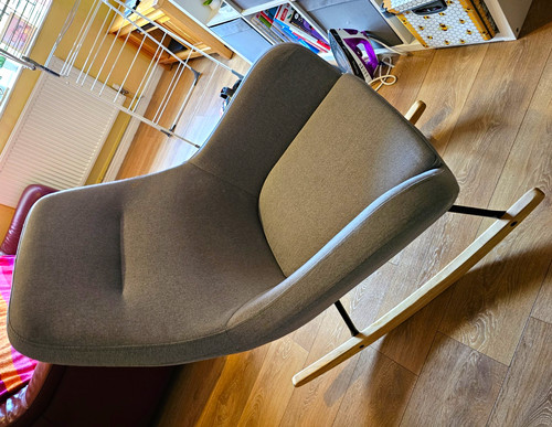 Grey upholstered rocking chair - upholstered,